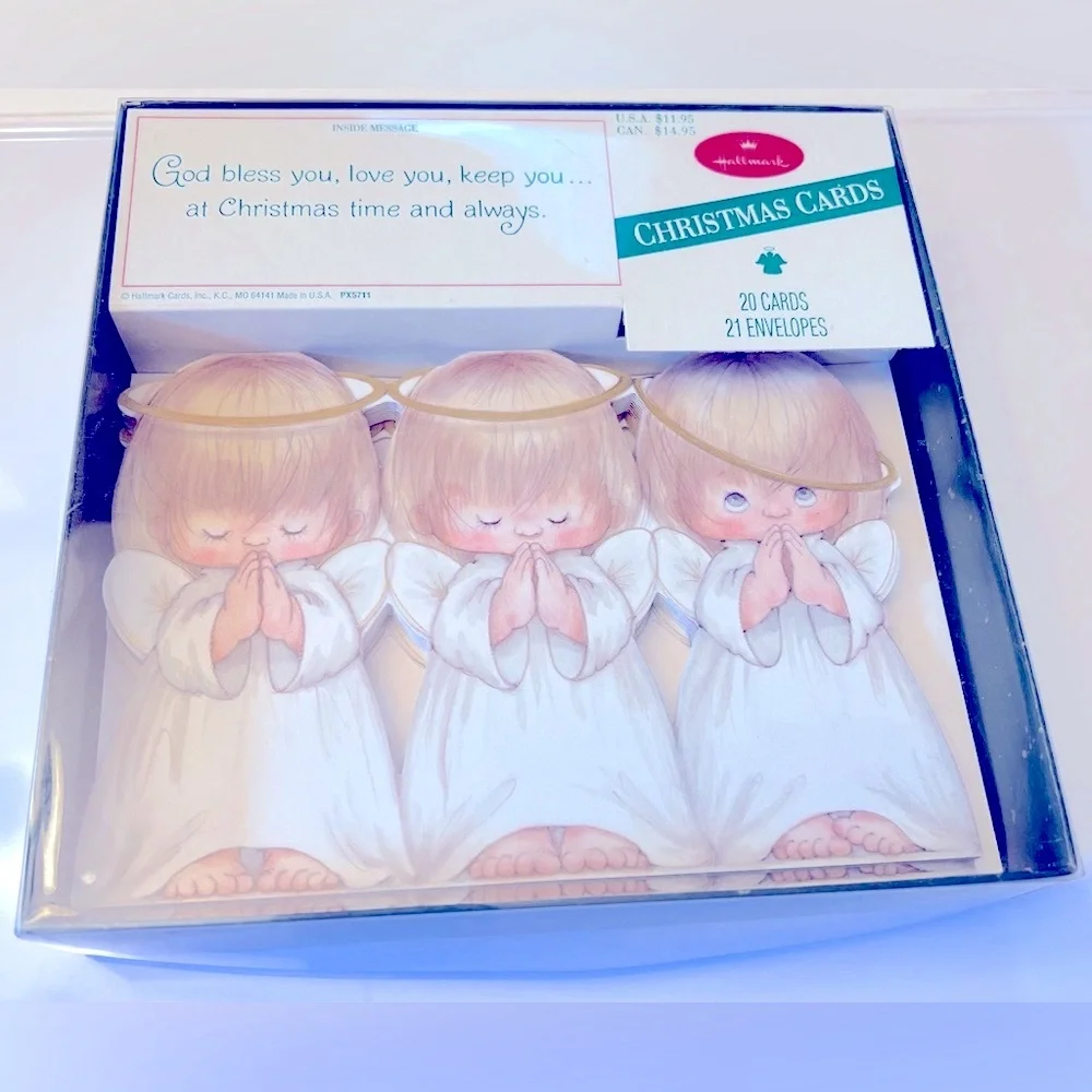 Twenty Popular Vintage Xmas Cards with Praying Angels & 1 Angel with Tilted Halo